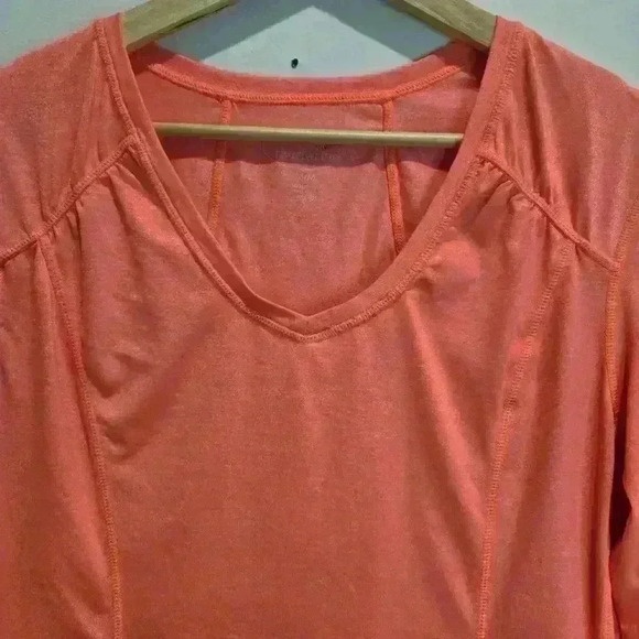 Tangerine Orange Ruched Long Sleeve Running Shirt Top Size M Activewear - Picture 2 of 13